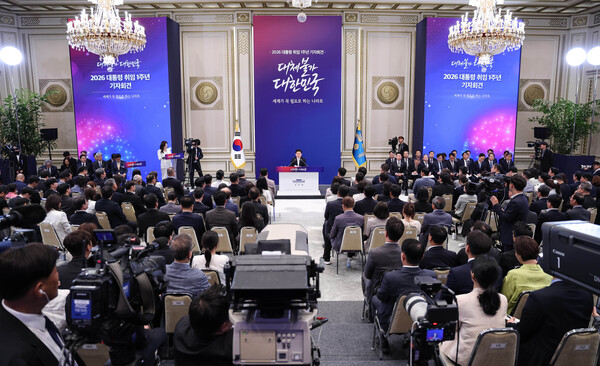 8일 청와대 영빈관에서 열린 이재명 대통령 취임 1주년 기자회견 /사진=뉴시스