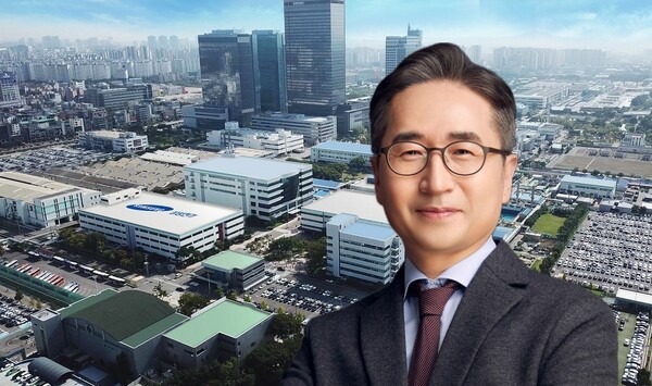 삼성전기 수원사업장 전경과 장덕현 삼성전기 사장 /삼성전기