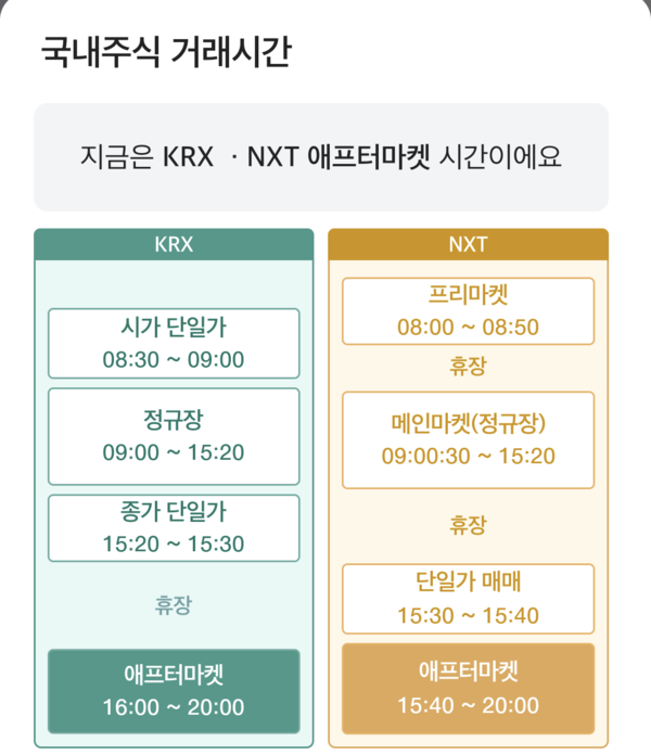대신증권, MTS 앱 거래시간 안내 /대신증권