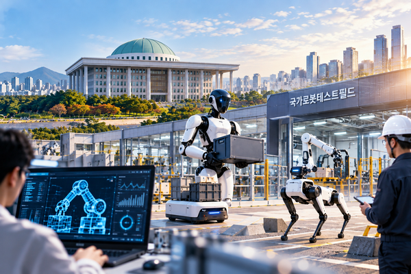 국회에서 로봇의 실증과 성능검증을 정부가 체계적으로 지원할 수 있도록 하는 입법이 추진된다. /AI 생성 이미지
