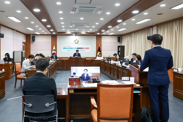 지난 13일 김해시의회 인사청문특별위원회가 회의를 열고 있다. /김해시의회