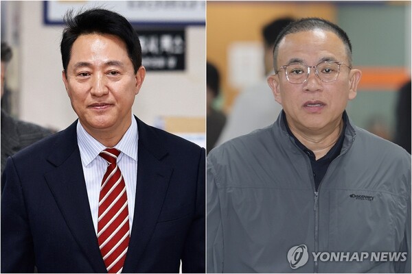 오세훈 서울시장(왼쪽)과 명태균 씨. /연합뉴스
